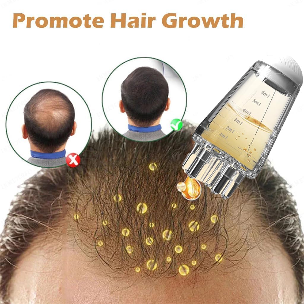 Hair Oil Applicator Comb for Scalp Oil, Anti-Leak Root Comb Dispenser with 10ml Scale Control, Portable Anti-Hair Loss Massager for Men & Women, Salon Care for Growth