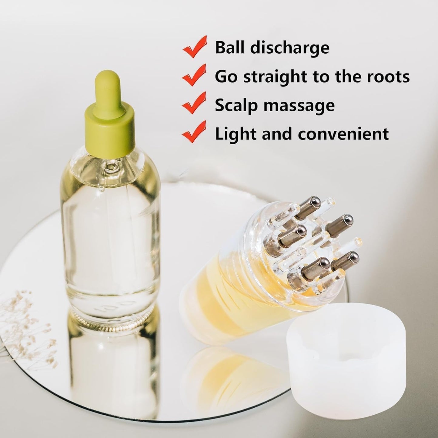 Hair Oil Applicator Comb for Scalp Oil, Anti-Leak Root Comb Dispenser with 10ml Scale Control, Portable Anti-Hair Loss Massager for Men & Women, Salon Care for Growth