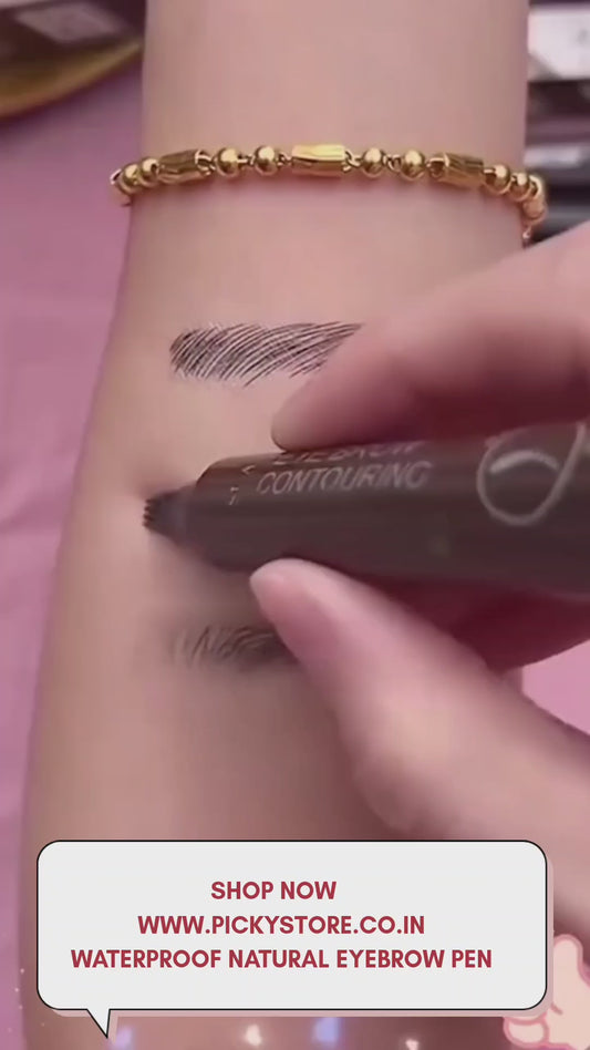4 Point Eyebrow Pencil Black,Waterproof Microblaing Eyebrow Pencil with a Micro-Fork Tip Applicator Creates || Black Fine Sketch Liquid Eye Brow Tattoo Tint Pen